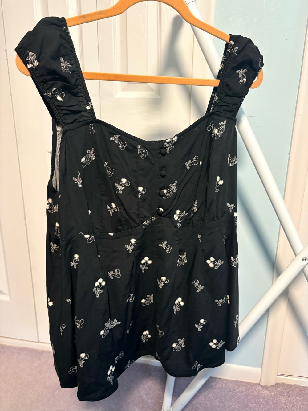 Torrid Black Tank Top with White Floral Size 3x